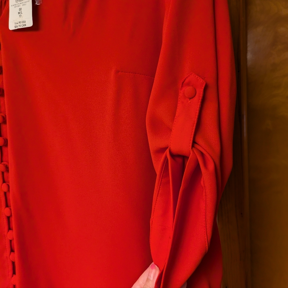 torrid Red Button-Front Blouse - Picture 4 of 4